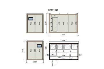 KW4 230X400 Mobilní Sprcha Kontejner