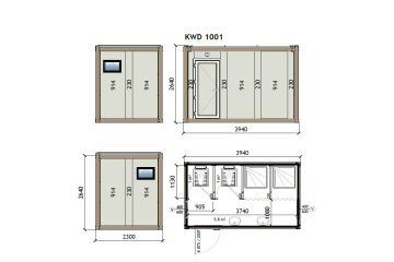 KW4 230X400 Mobilní WC Kontejner