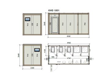 KW6 230X500 Mobilní WC Kontejner