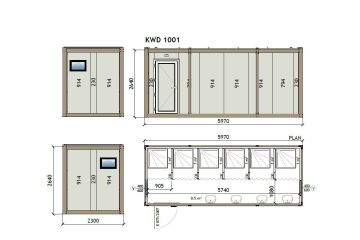 KW6 230X600 Mobilní Sprcha Kontejner